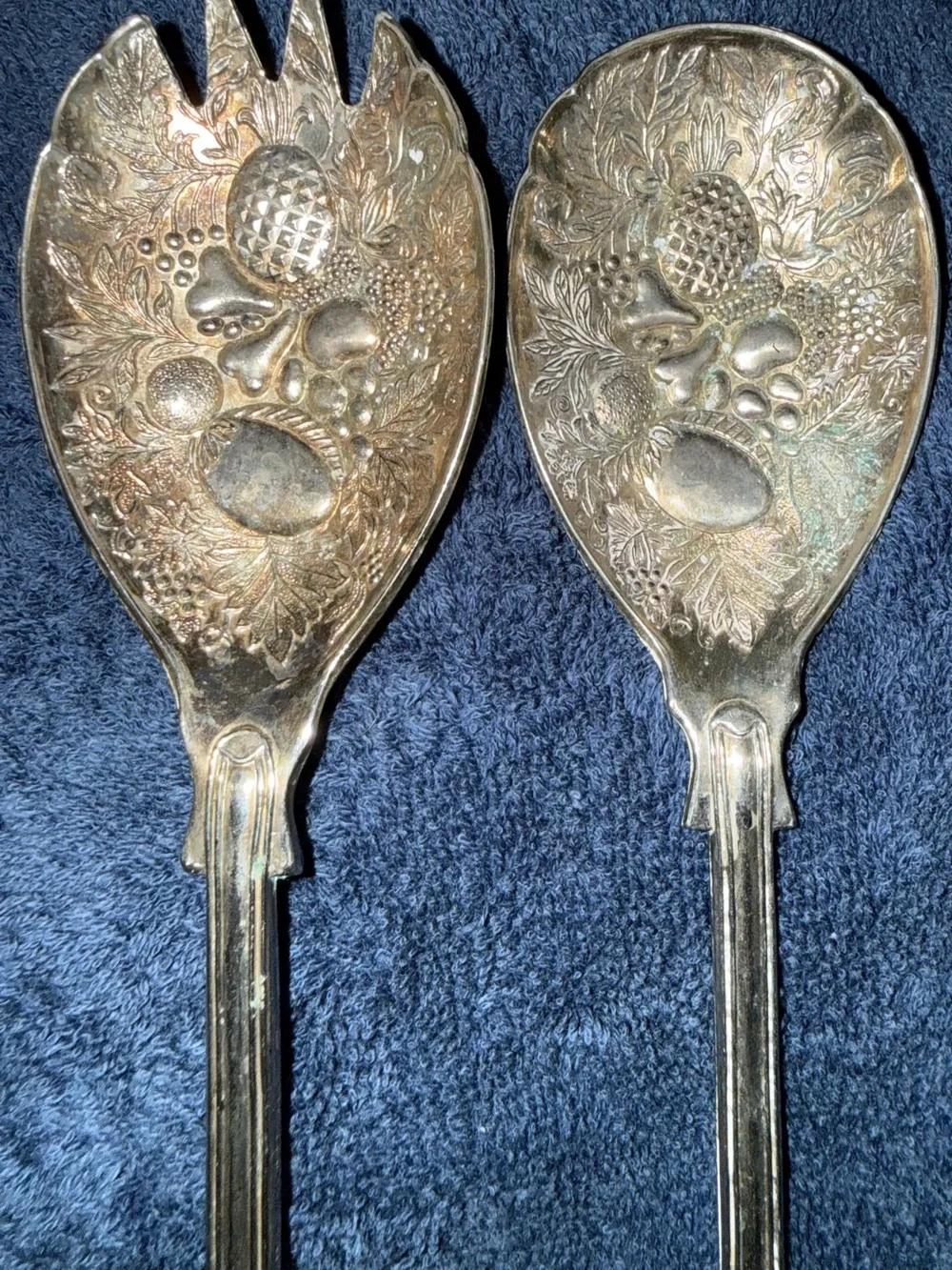 Vintage silver plated serving fork and spoon made in England.